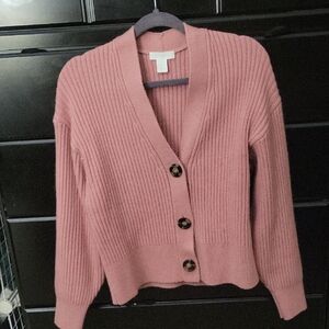 H&M Dusty Rose Button-Up Cardigan Sweater Size Small